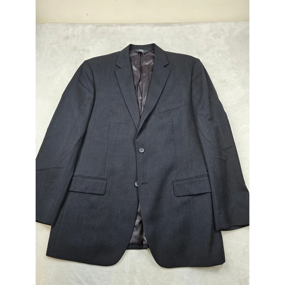 Pronto Uomo‎ Platinum Suit Mens 44L 2 Piece Pants 38x30 Charcoal Gray 100% Wool
